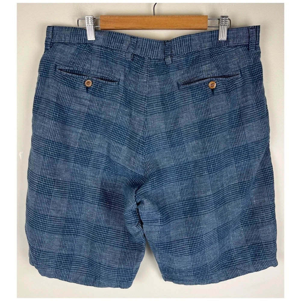 J. Crew Club | Men’s 100% Linen Plaid Shorts Blue Preppy Beachy Coastal | 36